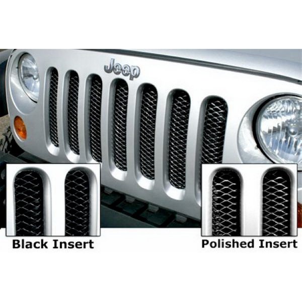 Rampage 07-18 JK WRANGLER 3-D ONE PIECE GRILLE GLOSS BLACK FINISH DIAMOND MESH 86512